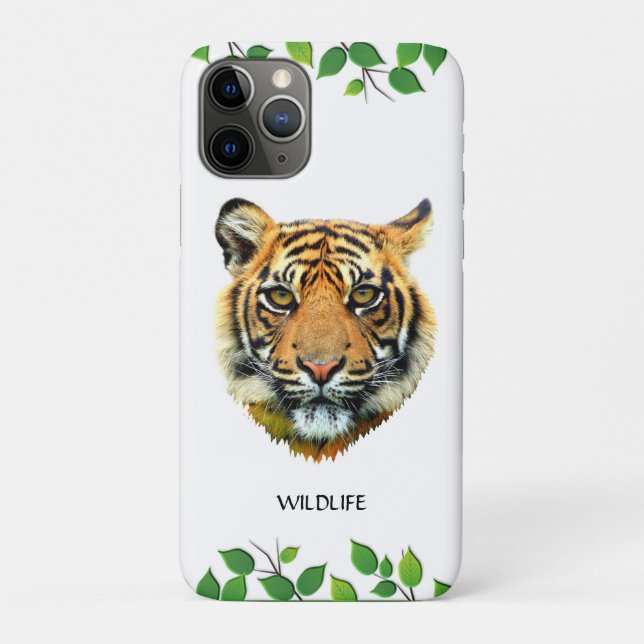 Capa Para iPhone 11 Pro Rosto de tigre selvagem em branco (Verso)