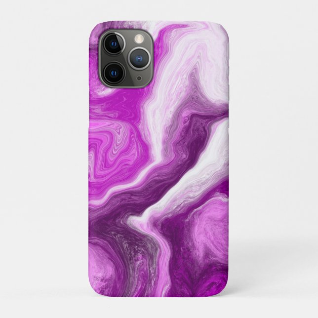 Capa Para iPhone 11 Pro Roxo e Mármores Brancos Personalizados (Verso)