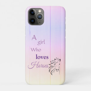 Capa Para iPhone 11 Pro Roxo Ombré Girl ama Horses Script