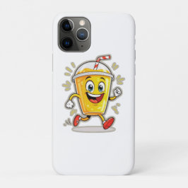 Capa Para iPhone 11 Pro **Running Juice Cup Cartoon – Fun Street Drink Cha