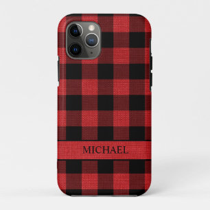 Capa Para iPhone 11 Pro Rustic Lumberjack Red Black Buffalo