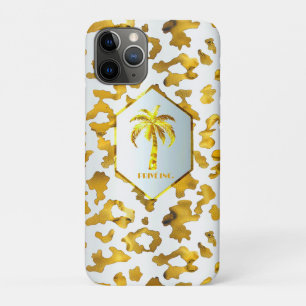 Capa Para iPhone 11 Pro Safari Chic Impressão Leopardo Dourado 