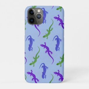 Capa Para iPhone 11 Pro Salamandras em Azul, Verde e Roxo