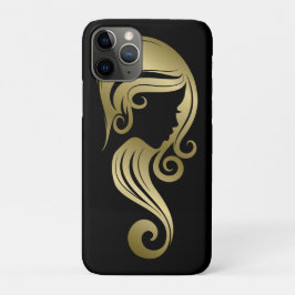 Capa Para iPhone 11 Pro Salão de Cabelo e Maquiagem Chic Gold Glam Beauty 