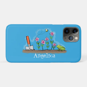 Capa Para iPhone 11 Pro Sapo bonito e abelha na ilustração de desenho anim