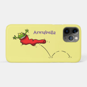 Capa Para iPhone 11 Pro Sapo bonito em um desenho de salto em meia vermelh