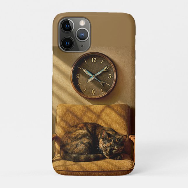 Capa Para iPhone 11 Pro Sardine O'clock Dreamtime – Arte de Gato Surrealis (Verso)