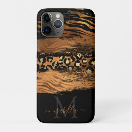 Capa Para iPhone 11 Pro Script de Glitter de Cobre Moderno Monograma