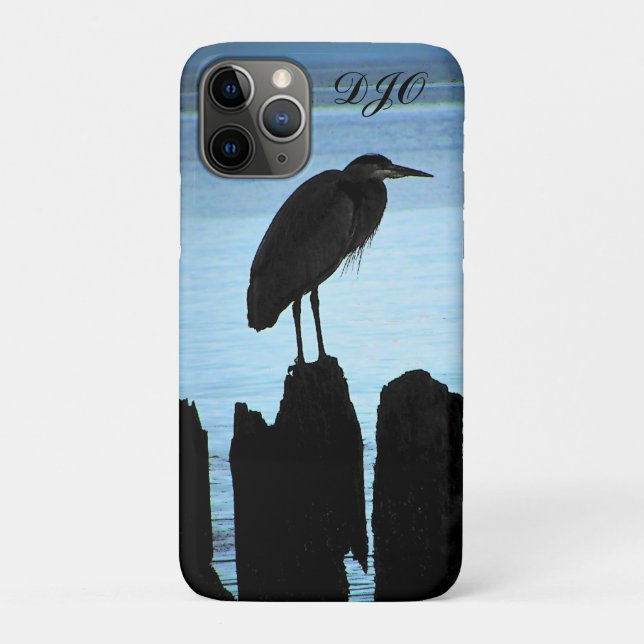 Capa Para iPhone 11 Pro Seaside Heron Silhouette (Verso)
