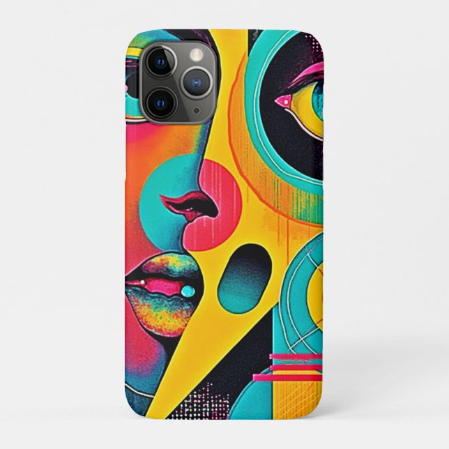 Capa Para iPhone 11 Pro Sentimentos Coloridos: Rosto Abstrato (Verso)