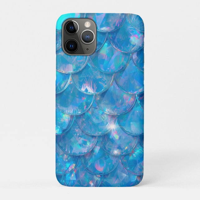 Capa Para iPhone 11 Pro Sereia Azul Brilhante Impressão (Verso)