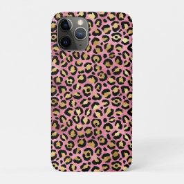 Capa Para iPhone 11 Pro Série de Design Leopardo Rosa e Dourado 15