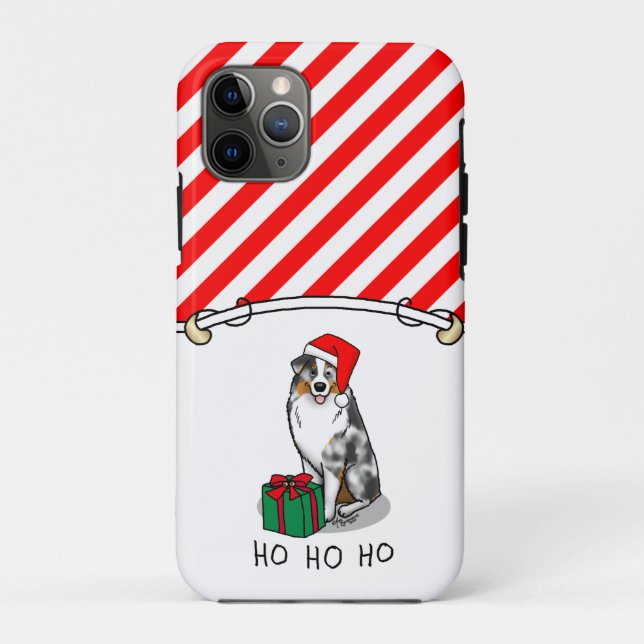 Capa Para iPhone 11 Pro Shepherd australiano de Natal (bronzeado azul de m (Verso)