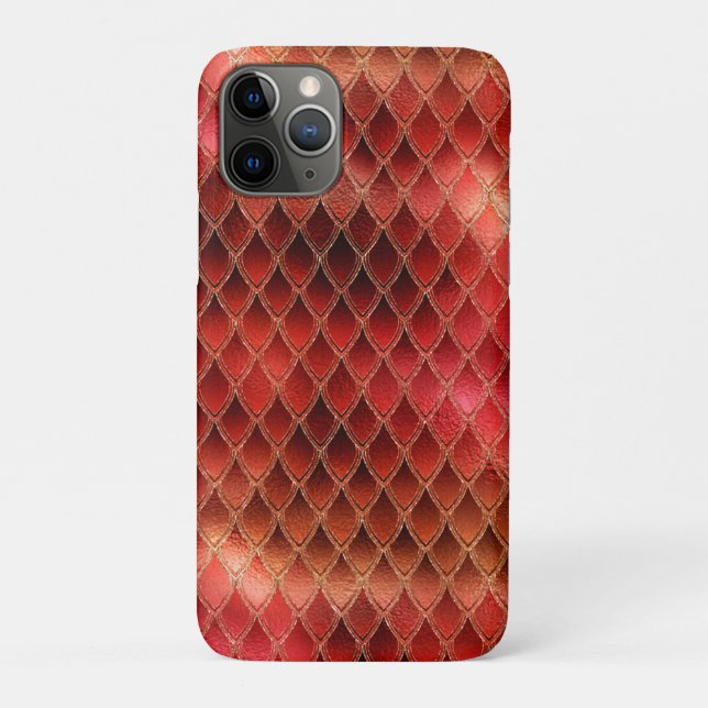 Capa Para iPhone 11 Pro Shimmering Red Ombre Glitter Dragon Scales (Verso)
