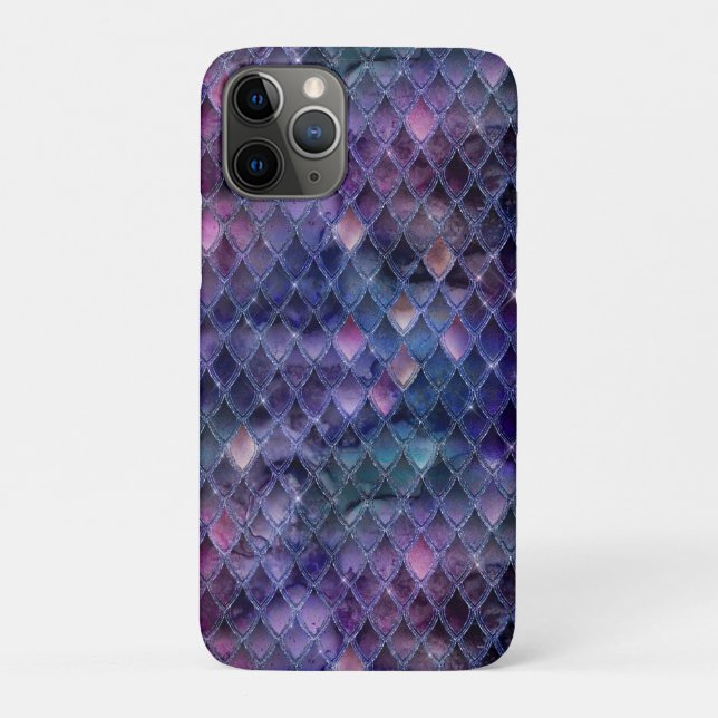 Capa Para iPhone 11 Pro Shimmering Roxo Ombre & Glitter Dragon Scales (Verso)