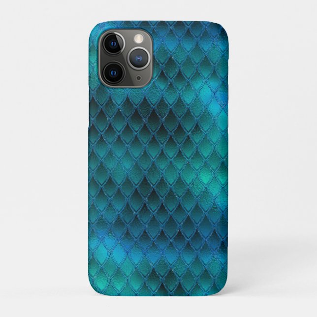 Capa Para iPhone 11 Pro Shimmering Teal & Glitter Dragon Scales (Verso)