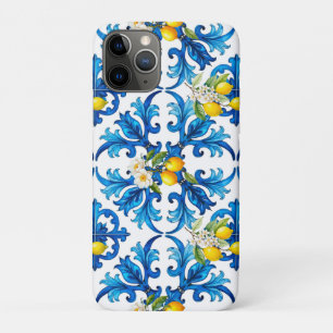 Capa Para iPhone 11 Pro Siciliano,verão,limão,mosaico,azul,