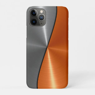 Capa Para iPhone 11 Pro Silver e Orange Steel Metal Inchato