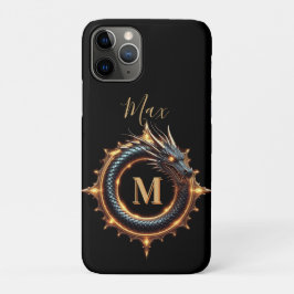 Capa Para iPhone 11 Pro 🐉 Símbolo de Dragão de Fantasia com Nome Personal
