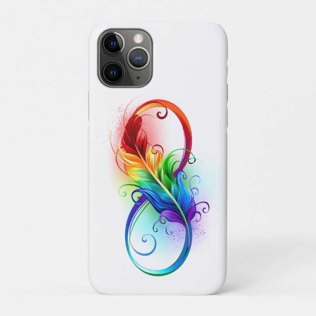 Capa Para iPhone 11 Pro Símbolo do Infinito com Pena Arco-íris (Verso)