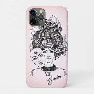 Capa Para iPhone 11 Pro Símbolo e signo do zodíaco de Gêmeos rosa