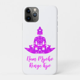 Capa Para iPhone 11 Pro Símbolo Espiritual Rosa e Branco Lotus Yoga