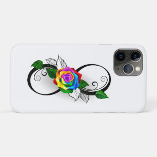 Capa Para iPhone 11 Pro Símbolo Infinito com Rosa do Arco-Íris