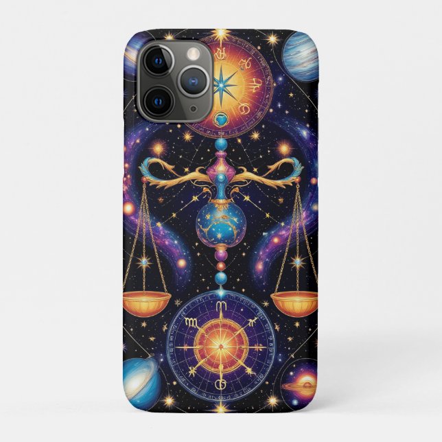 Capa Para iPhone 11 Pro Símbolos Astrológicos de Libra (Verso)