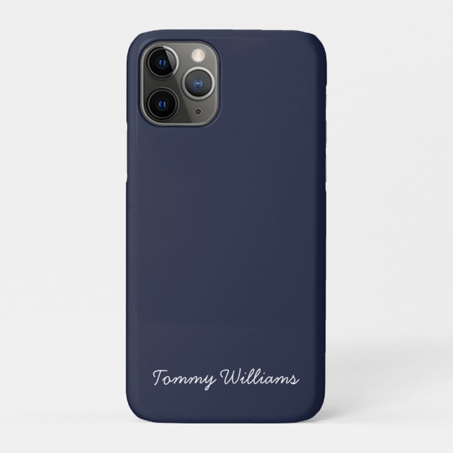 Capa Para iPhone 11 Pro Simples Marinho azul mínimo profissional (Verso)