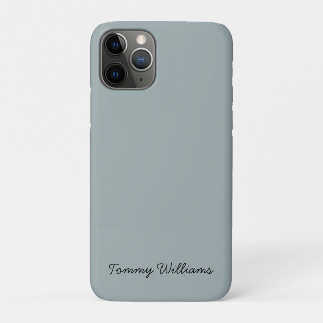 Capa Para iPhone 11 Pro Simples profissional azul empoeirado minimalista (Verso)