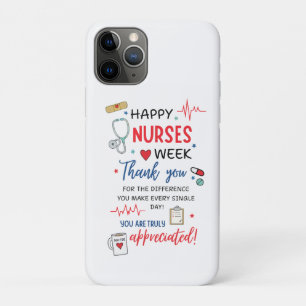 Capa Para iPhone 11 Pro Sinal da Semana da Enfermeira Agradecimento Imprim