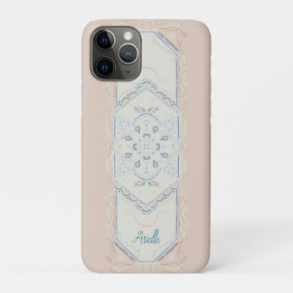Capa Para iPhone 11 Pro smallCUSTOM NAME Delicate Seashell Medallion,