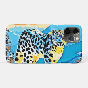 Capa Para iPhone 11 Pro Snowy Mountain Leopard Stance Design