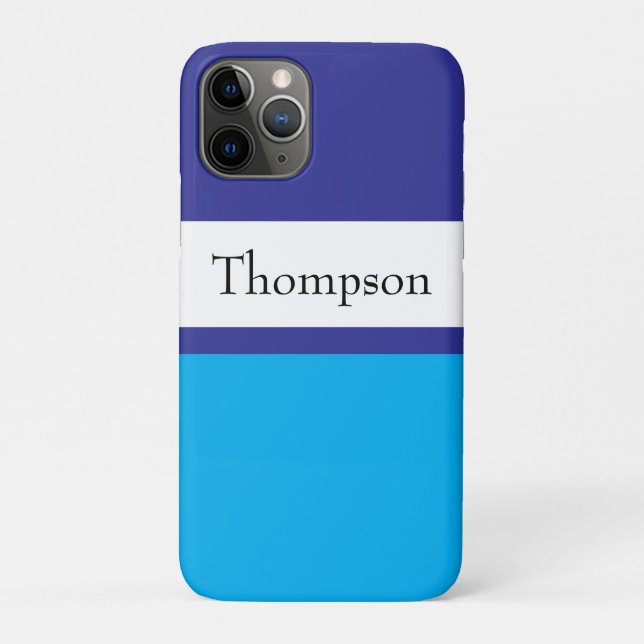 Capa Para iPhone 11 Pro Sobrenome Nome Personalizado Listras Azuis  (Verso)