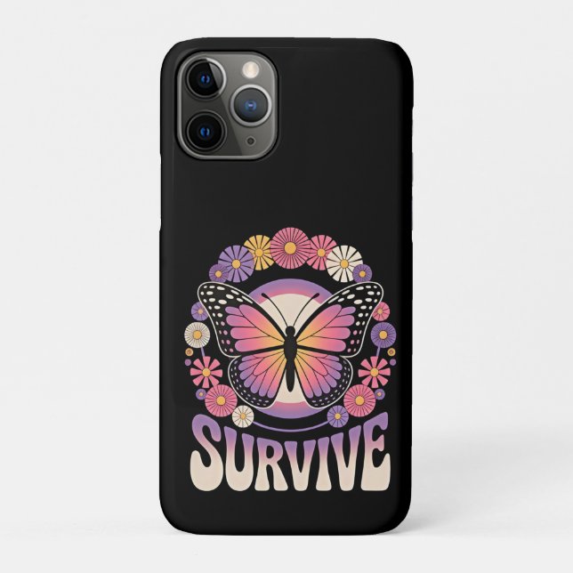 Capa Para iPhone 11 Pro Sobreviver Borboleta (Verso)