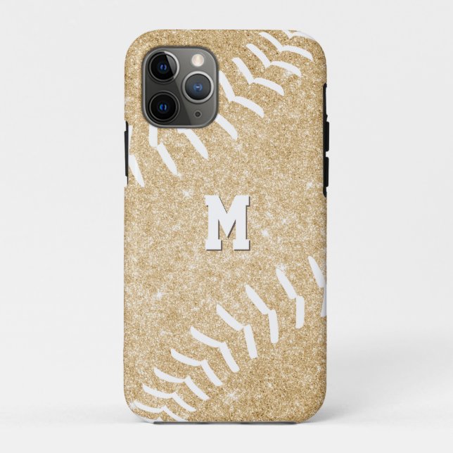 Capa Para iPhone 11 Pro softball de ouro monograma (Verso)