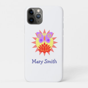 Capa Para iPhone 11 Pro Sol, Borboleta e Flor