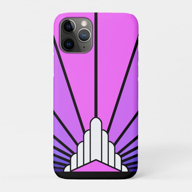 Capa Para iPhone 11 Pro Sol de arte deco roxo e rosa (Verso)