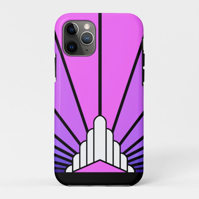 Capa Para iPhone 11 Pro Sol de arte deco roxo e rosa (Verso)