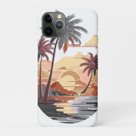 Capa Para iPhone 11 Pro Sol havaiano com palmeira.