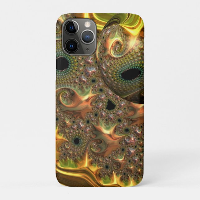 Capa Para iPhone 11 Pro Sonho Fractal Ouro Líquido  (Verso)