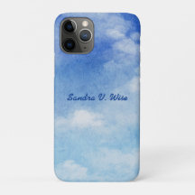 Sonhos de Céu Tranquilo Aquarela Azul e Branco