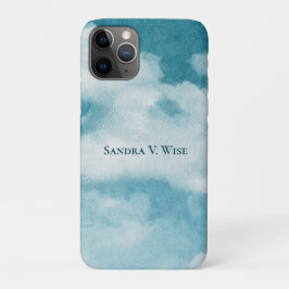 Capa Para iPhone 11 Pro Sonhos de Horizonte Sereno Aquarela Azul e Branco