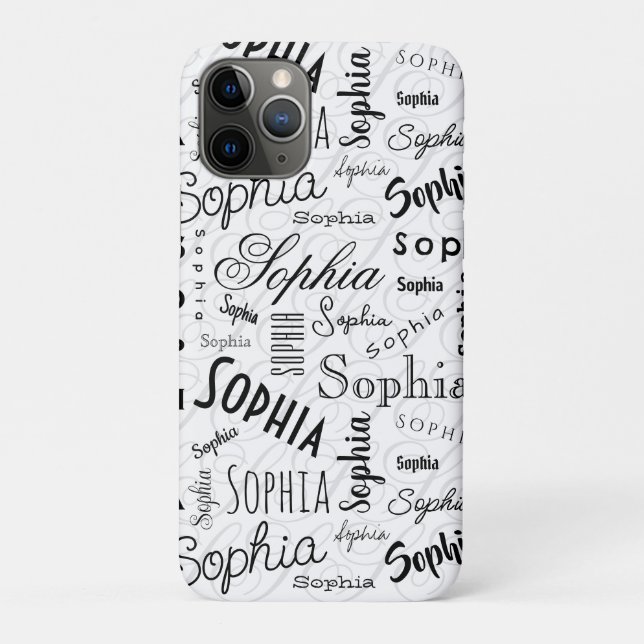 Capa Para iPhone 11 Pro Sophia Typography Black White (Verso)