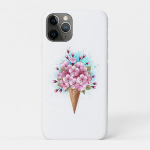 Capa Para iPhone 11 Pro Sorvete Waffle Rosa Sakura Cone