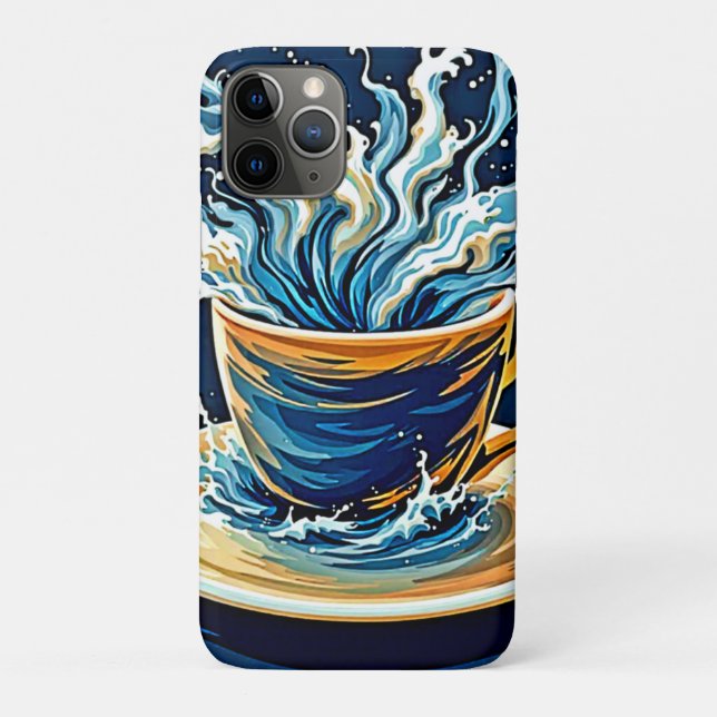 Capa Para iPhone 11 Pro Splash Oceânico de Café (Verso)