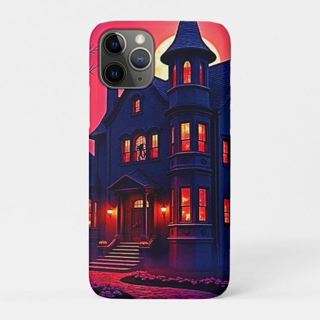 Capa Para iPhone 11 Pro Spooky Haunted House em Dusk Design (Verso)