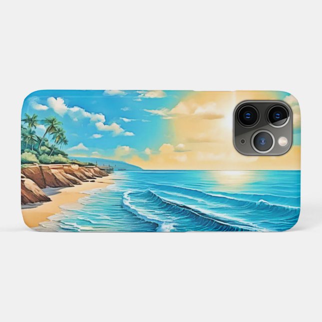 Capa Para iPhone 11 Pro Sunlit Beach Waves Design (Verso (horizontal))
