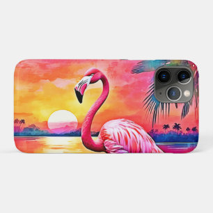 Capa Para iPhone 11 Pro Sunset Flamingo Art Design