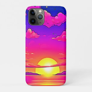 Capa Para iPhone 11 Pro Sunset Rosa e Roxo